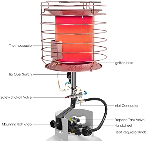 S AFSTAR 35,000-42,000 BTU Tank Top Propane Heater, Portable with Safety Shut-off G686480