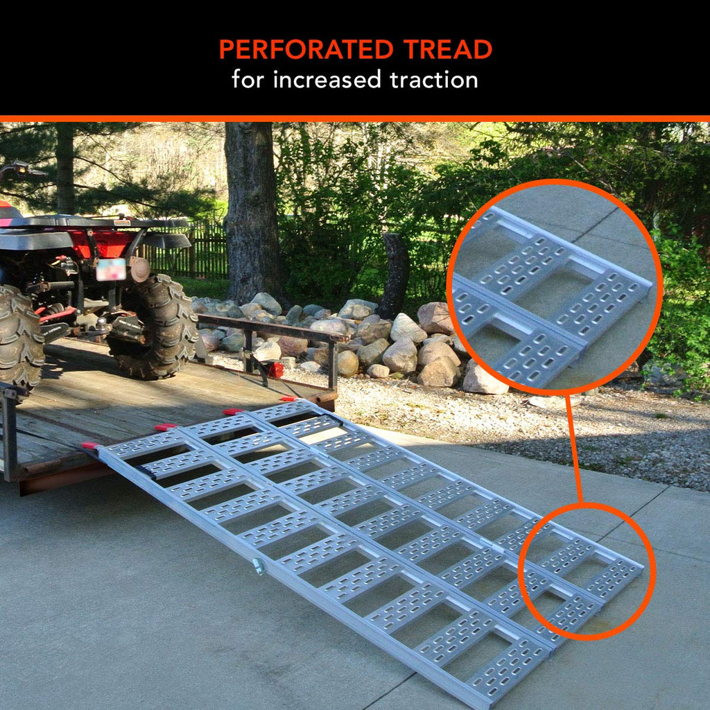 CARGOSMART Aluminum Tri-Fold Ramp with Treads, 1500 lb Capacity, 50" W x 76" L Z34235