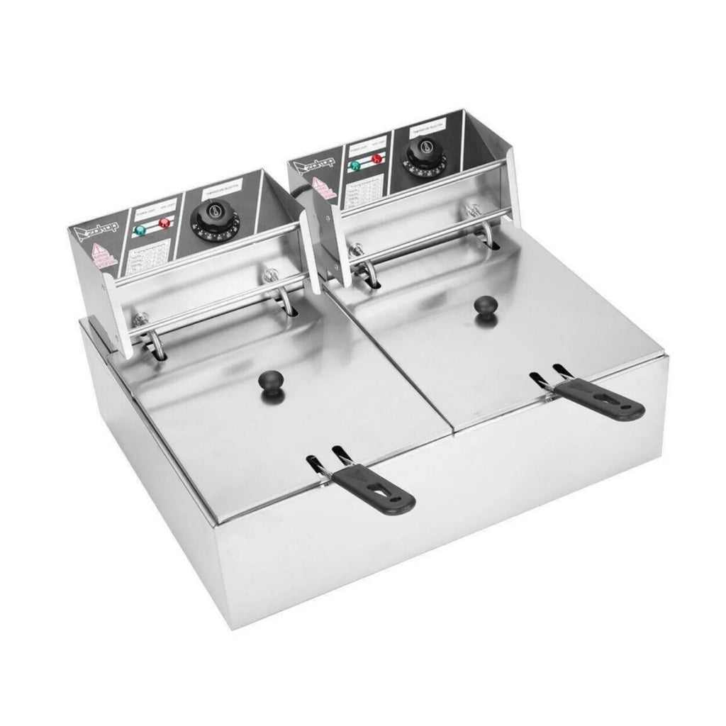 Electric Deep Fryer w/ Stainless Steel Design and 2 Fry Baskets, 5000W, 12L