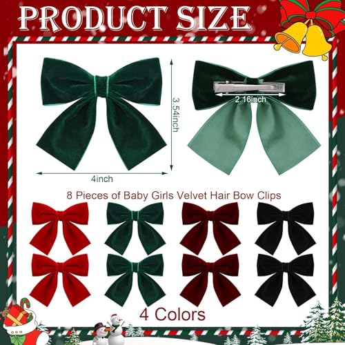 8 Pcs Velvet Hair Bows for Girls with Alligator Clips W5207