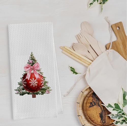 Christmas Tree Kitchen Towels - Neutral Christmas Hand Towels, 16 x 24 Inch V47794