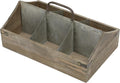 MyGift Vintage Wood Organizer Caddy, Decorative Storage Crate with Galvanized Zinc Metal Dividers & Handle Pack of 2