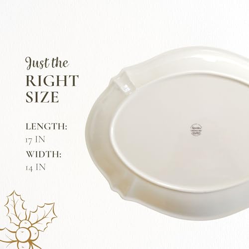 Spode Christmas Tree Sculpted Octagonal Platter, 14-Inch Holiday Serving Dishwasher & Microwave Safe Q207241