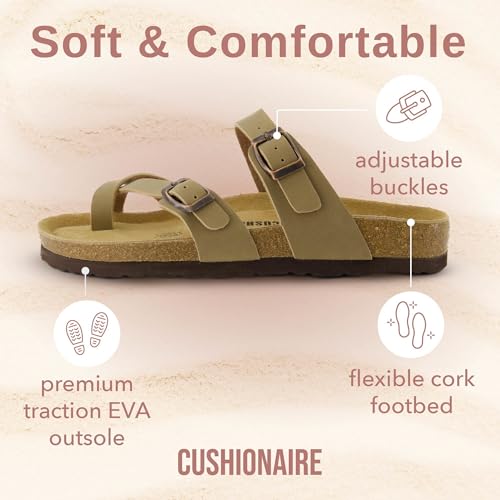CUSHIONAIRE Women's Luna Cork Footbed Sandal I795
