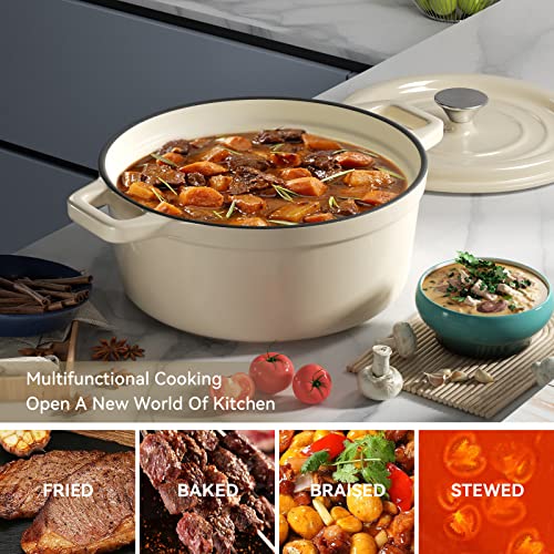 Miereirl 6 Quart Enameled Cast Iron Dutch Oven with Lid, Dark Blue P867