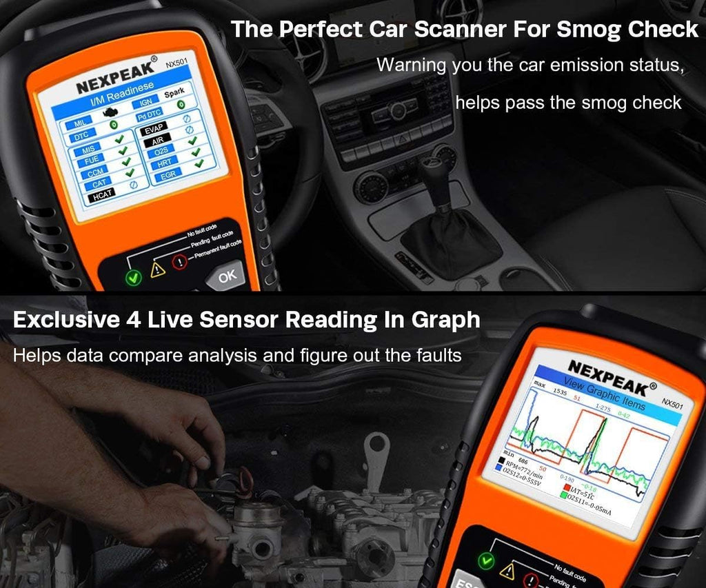 NEXPEAK NX501 OBD2 Scanner Enhanced Code Reader for All OBDII Vehicles After 1996 I28366