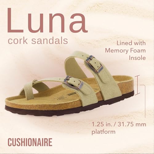 CUSHIONAIRE Women's Luna Cork Footbed Sandal I795