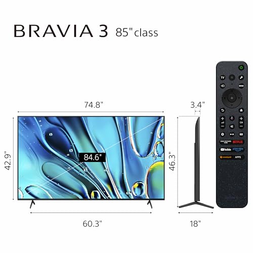 Sony 65-Inch BRAVIA 3 4K Ultra HD LED Smart TV with Google TV Dolby Vision HDR C831