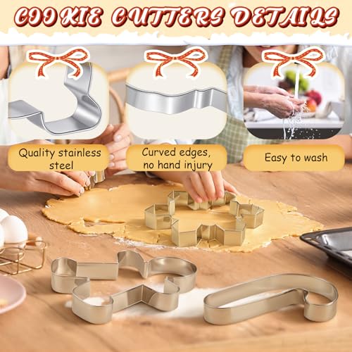 6 Pcs Large Christmas Cookie Cutters Stainless Steel Baking Molds M8080