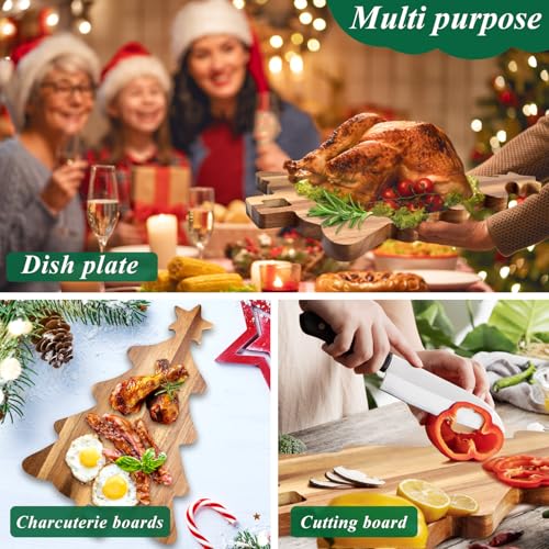 16.5" Acacia Wood Christmas Tree Charcuterie Board with Handle N850544