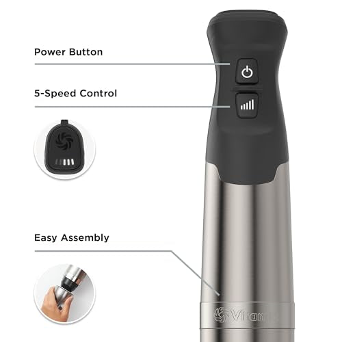 Vitamix 5-Speed Immersion Blender Bundle, Stainless Steel/Black J9880