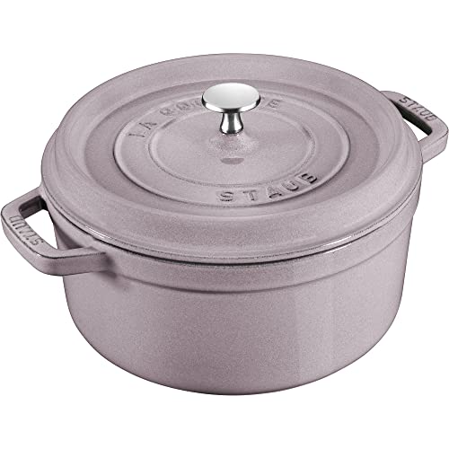 STAUB Cast Iron Dutch Oven 5.5-qt Round Cocotte, Black Matte P4487
