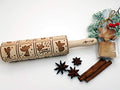 Embossing Rolling Pin with Christmas Symbols for Gingerbread Cookies W48955