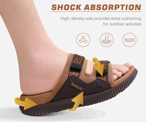 KuaiLu Men's Orthotic Sandals Athletic Recovery Slides with Arch Support Q91398