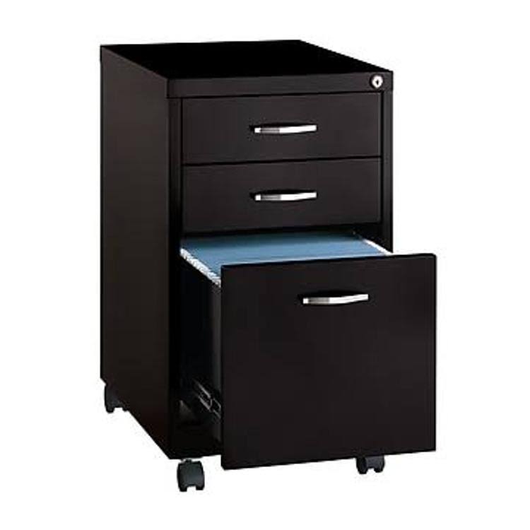 Staples 3-Drawer Vertical File Cabinet, LOCKING, Letter, Black, 19x22D (52156)