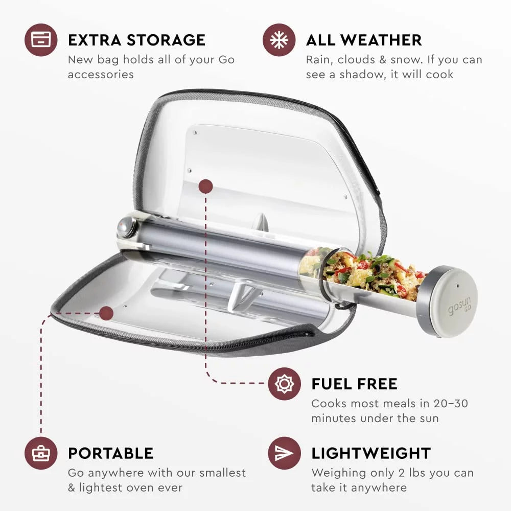QCAI Go Portable Camping Stove with Fusion Solar Oven, Silver N2930