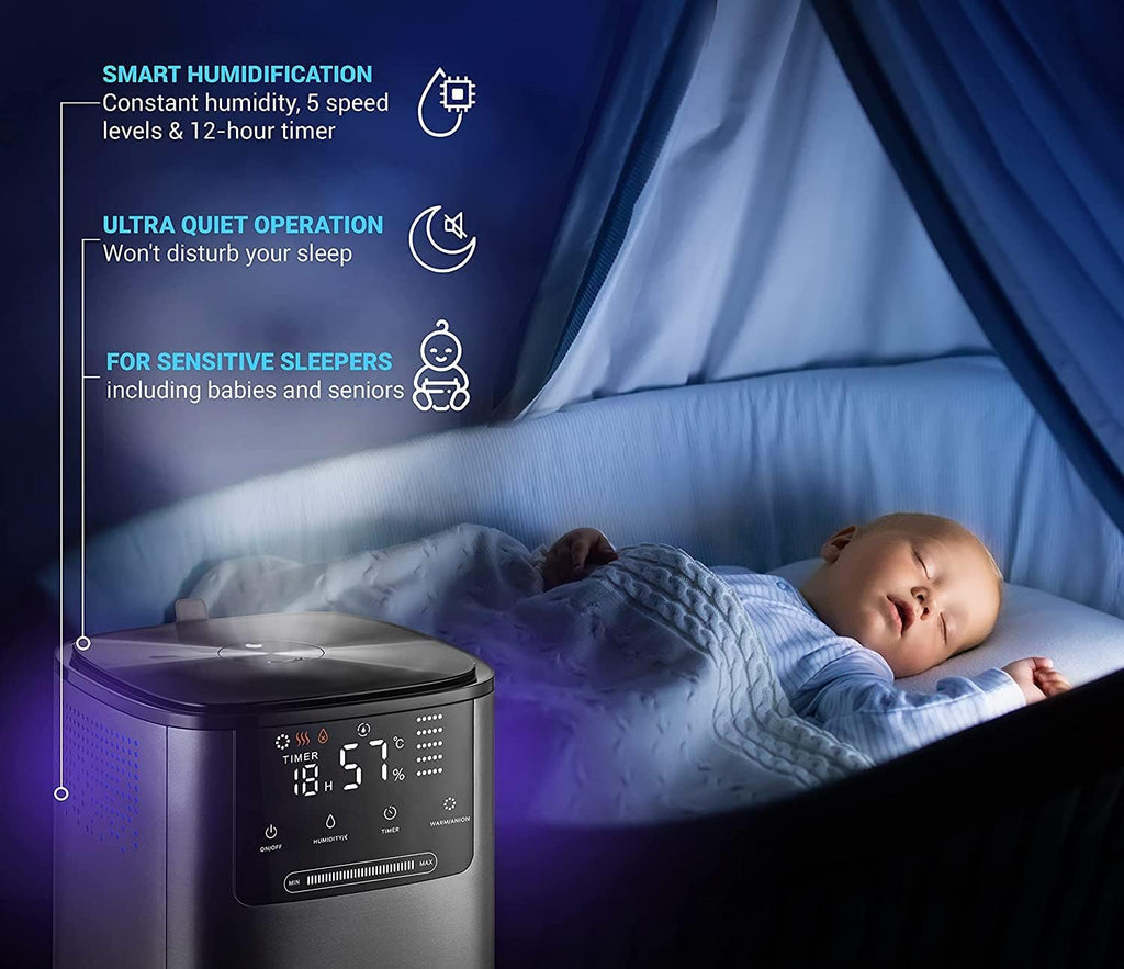Hupro Premium Humidifier for Large Room Home Bedroom 4L, Top Fill Cool & Warm Air Ultrasonic X467