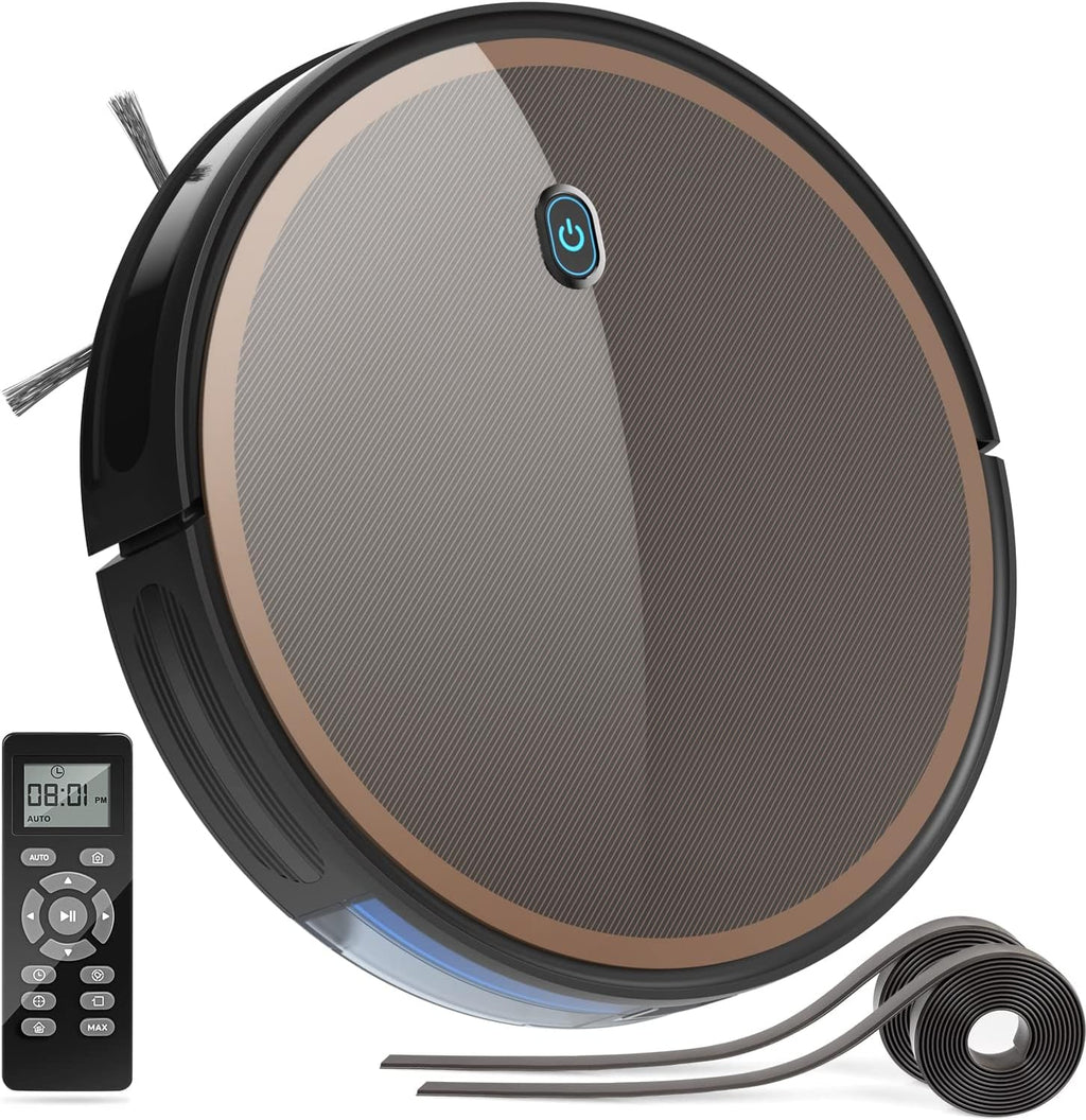 Robot Vacuum Cleaner, 2000pa Super-Strong Suction, Up to 110 min Runtime, Ultra Slim, Self-Charging Smart Robotic Vacuum with Boundary Strips, Deep Cleaning for Pet Hair, Hard Floors and Carpet