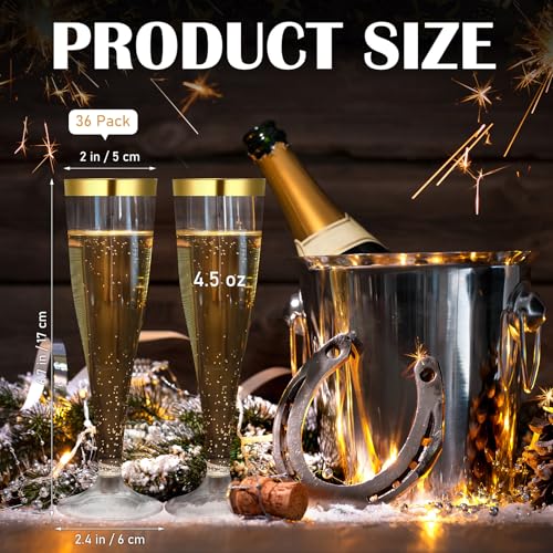 36 Pcs Plastic Champagne Flutes 4.5 oz Clear Toasting Glasses for Party V61372
