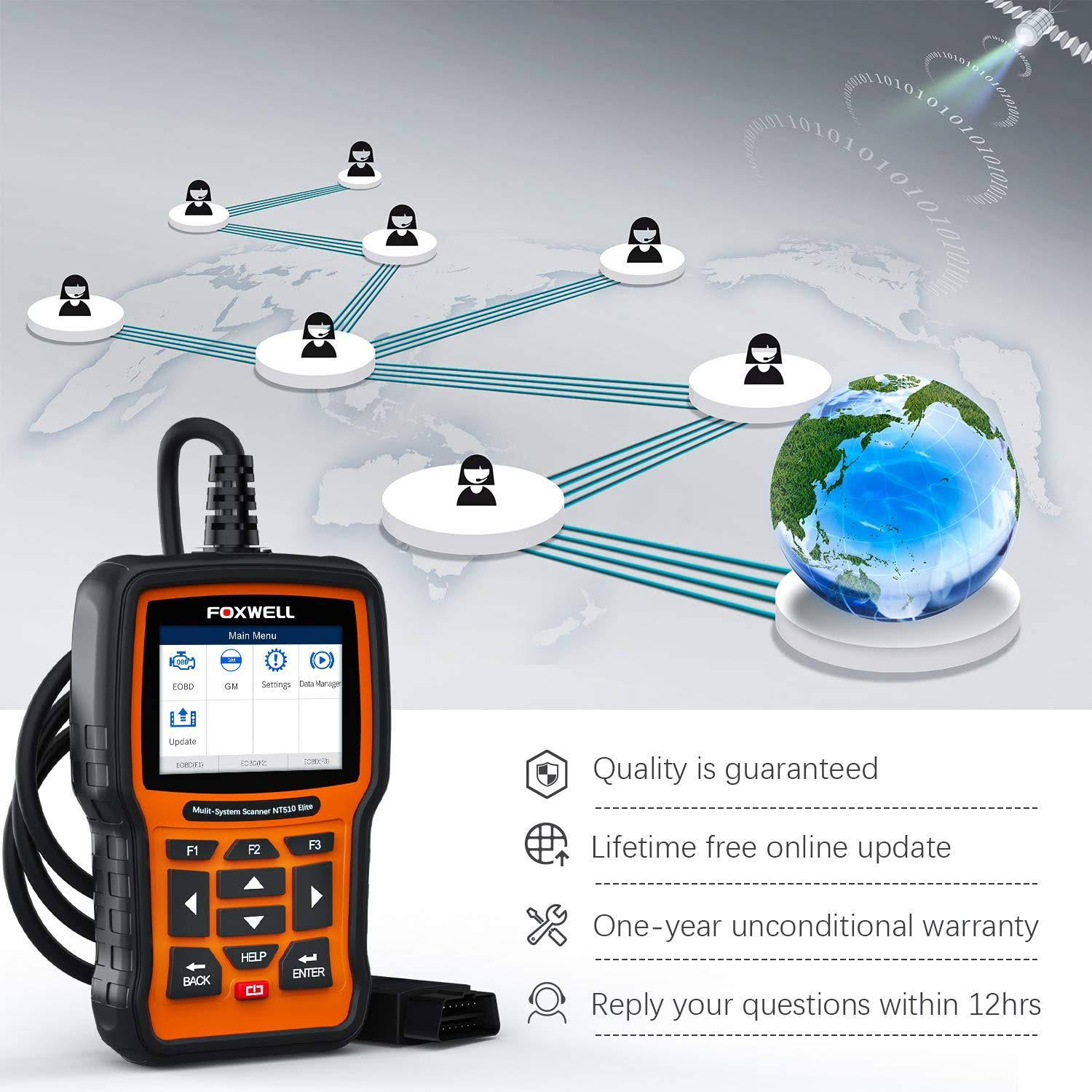 Foxwell NT510 Pro OBD2 Scan Tool with Oil Reset for GMC U7285