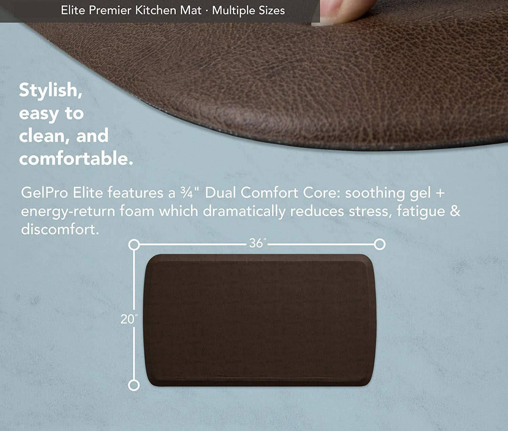GelPro Elite Vintage Leather Anti Fatigue Kitchen Mat, Rustic Brown N322