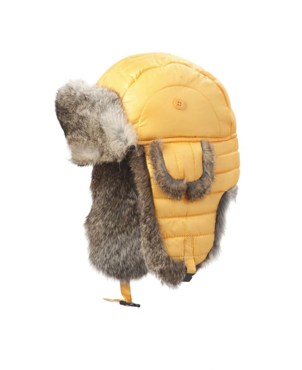 Crown Cap Nylon Shell Rabbit-Trimmed Aviator Hat - Yellow/Natural - S