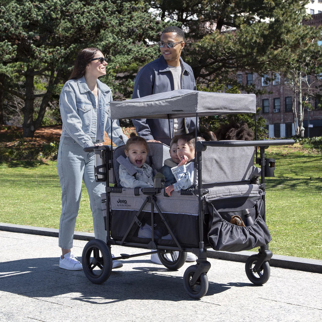 Jeep Wrangler Deluxe 4 Seater Stroller Wagon by Delta Children, Grey D3060