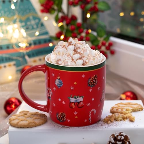 Cabtnca Christmas Mugs Set of 4, Ceramic, 11 Oz V60245