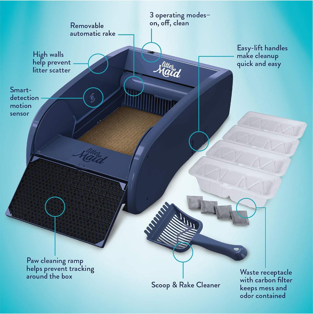 LitterMaid® Single Cat Self-Cleaning Litter Box, Blue J57189