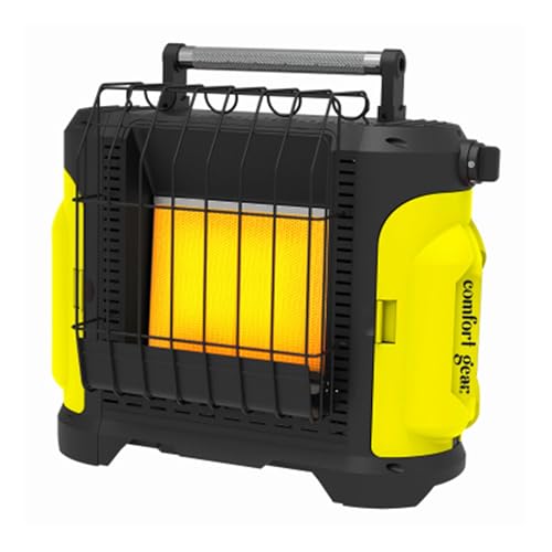 5,500-10,000 BTU Indoor-Safe Portable Propane Radiant Heater, Compact Heater for Job Sites & Recreation, Easy Carry Handle, Heats Up to 250 Sq Ft