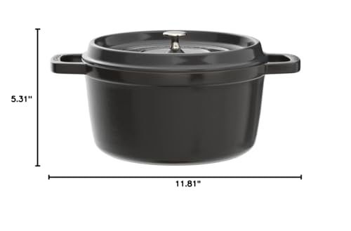 STAUB Cast Iron Dutch Oven 5.5-qt Round Cocotte, Black Matte P4487