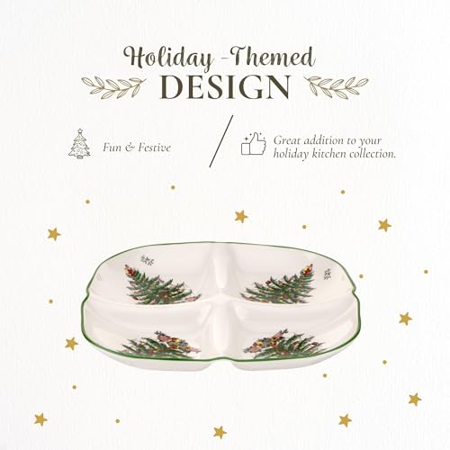 Spode Christmas Tree Sculpted Octagonal Platter, 14-Inch Holiday Serving Dishwasher & Microwave Safe Q207241