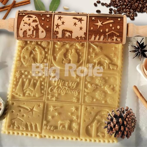 Floral Vine Embossed Wooden Rolling Pin for Baking M158973
