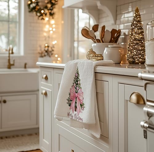 Christmas Tree Kitchen Towels - Neutral Christmas Hand Towels, 16 x 24 Inch V47794