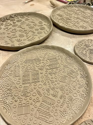 Embossing Rolling Pin with Christmas Symbols for Gingerbread Cookies W48955