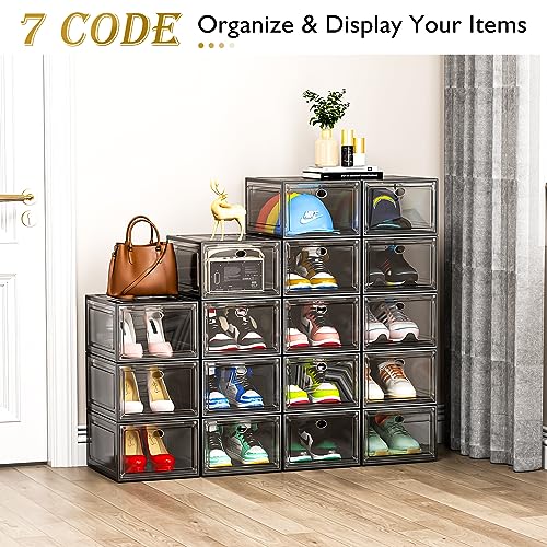 Clear Stackable Shoe Storage Boxes 6 Pack, White B85151