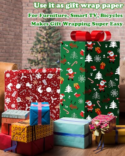 Christmas Gift Bags Assorted Sizes, 22pcs Drawstring Reusable Plastic D786