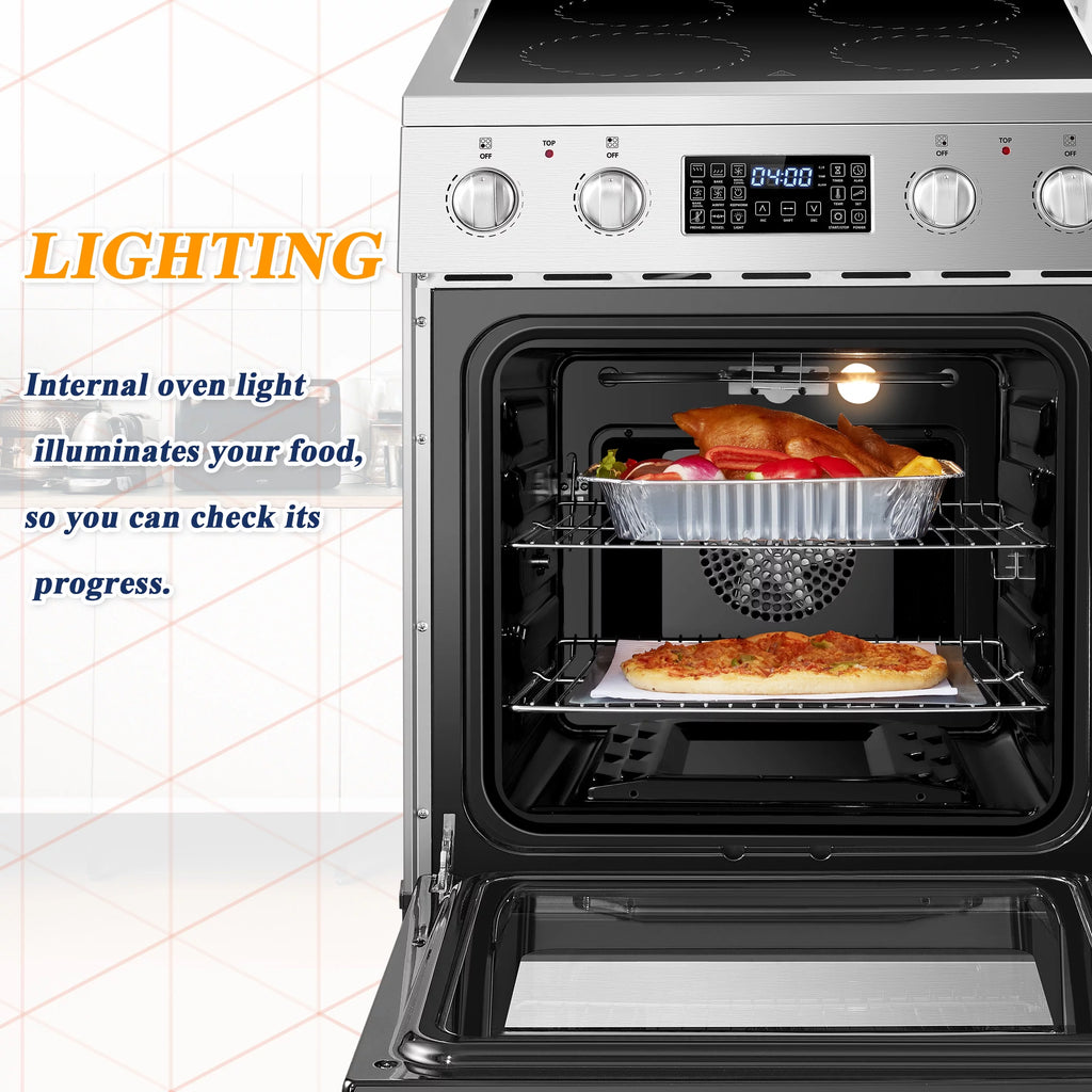 Lanbo 24 inch 2.9 Cu.ft Freestanding Electric Range with Air Fry and Convection Oven O961668
