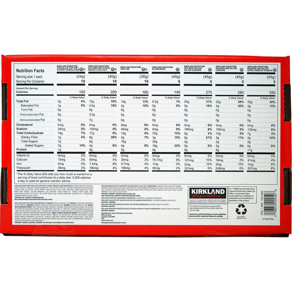 Kirkland Signature Variety Snack Box, 51 Count M994090