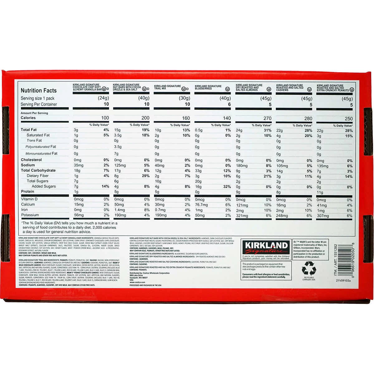 Kirkland Signature Variety Snack Box, 51 Count M994090