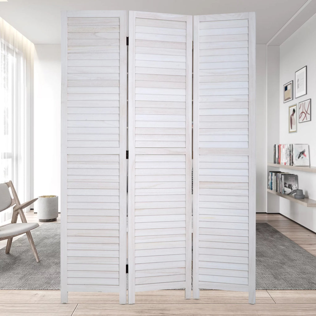 NiamVelo 3 Panel Wood Room Divider 67.7" Tall Folding Privacy Screen Wall Divider for Home Office, White