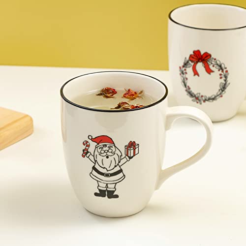 LEHAHA Ceramic Christmas Coffee Mug Set of 6, 16 oz Holiday Drinkware O6901