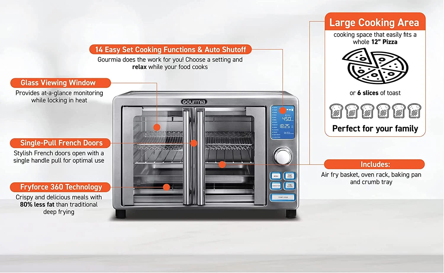 Gourmia GTF7520 Toast Oven Air Fryer J118