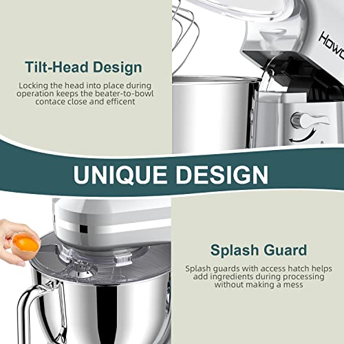 HOWORK Electric Stand Mixer 6.5QT Stainless Steel Bowl, Blue P383969