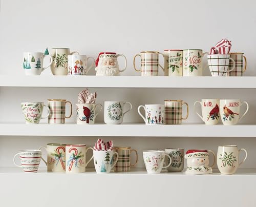 Lenox 18 Oz Stoneware Holiday Cocoa Mug, Red/Green D279