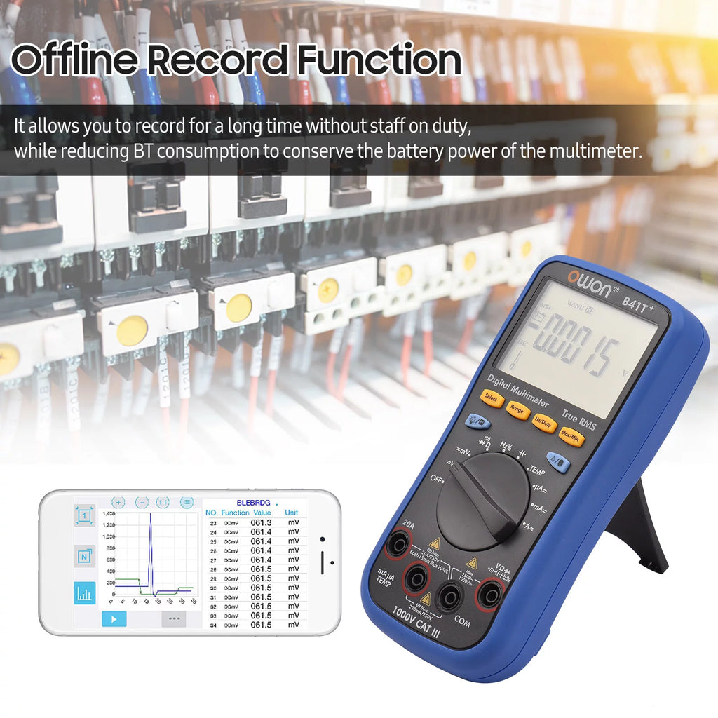 Owon B41T+ Digital BT Multimeter True RMS Auto-ranging Electrical Tester F639
