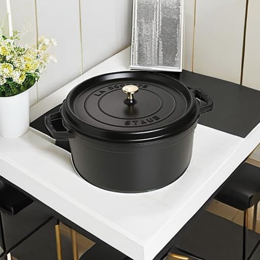 STAUB Cast Iron Dutch Oven 5.5-qt Round Cocotte, Black Matte P4487
