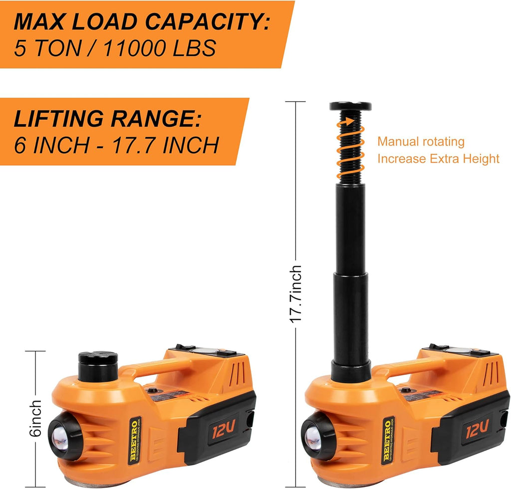 BEETRO 3 in 1 Electric Hydraulic Car Jack with Tire Inflator, 5T, 12V Y12741