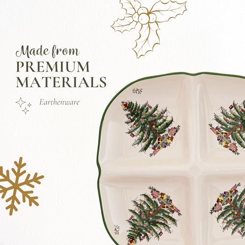 Spode Christmas Tree Sculpted Octagonal Platter, 14-Inch Holiday Serving Dishwasher & Microwave Safe Q207241