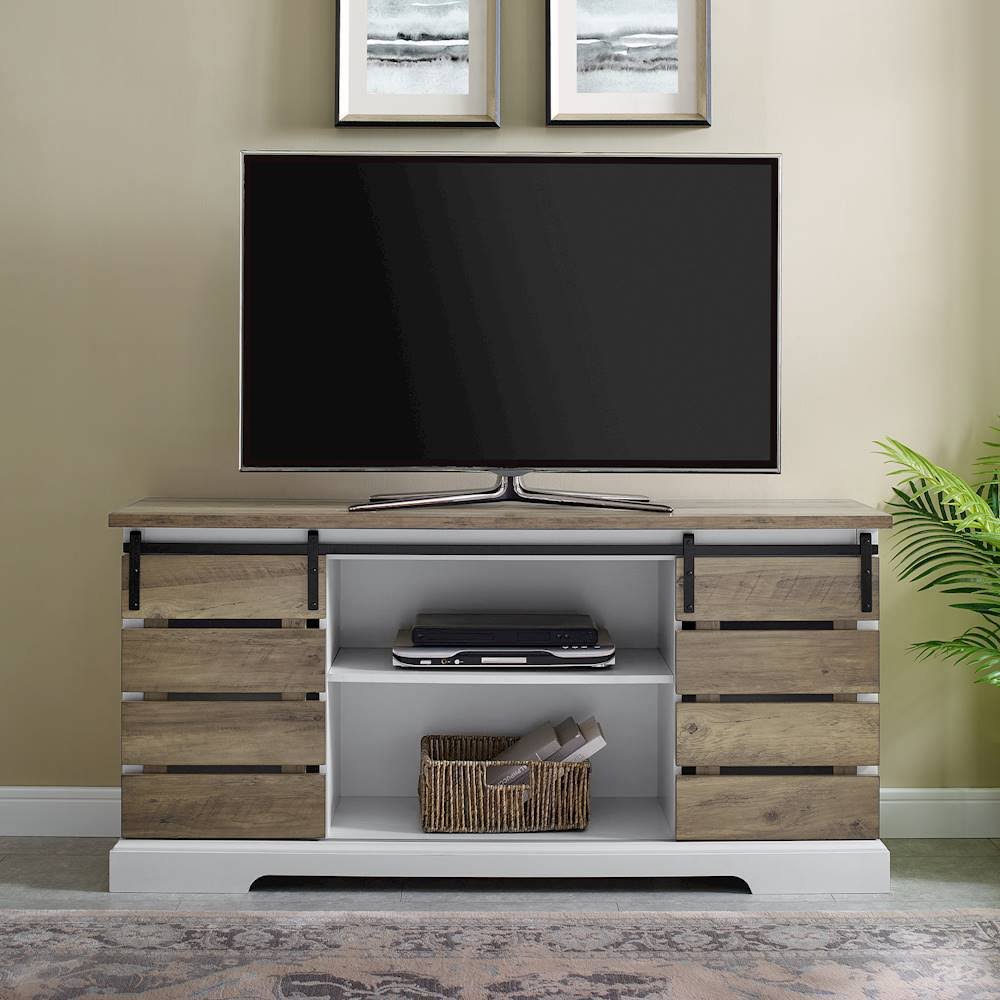 Walker Edison Rustic Farmhouse TV Stand for TVs Up to 64x22 Barnwood I494